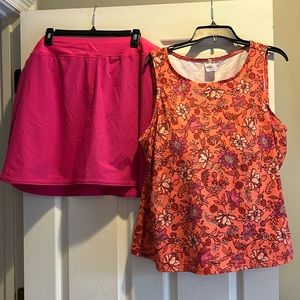 Gorgeous, Lands End, 22W, pink/gold, tankini, swim, set. Excellent condition!